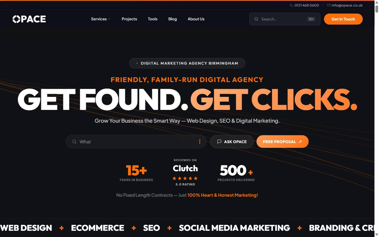 Opace homepage