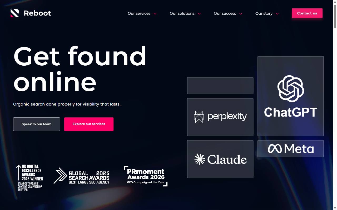 Reboot Online homepage